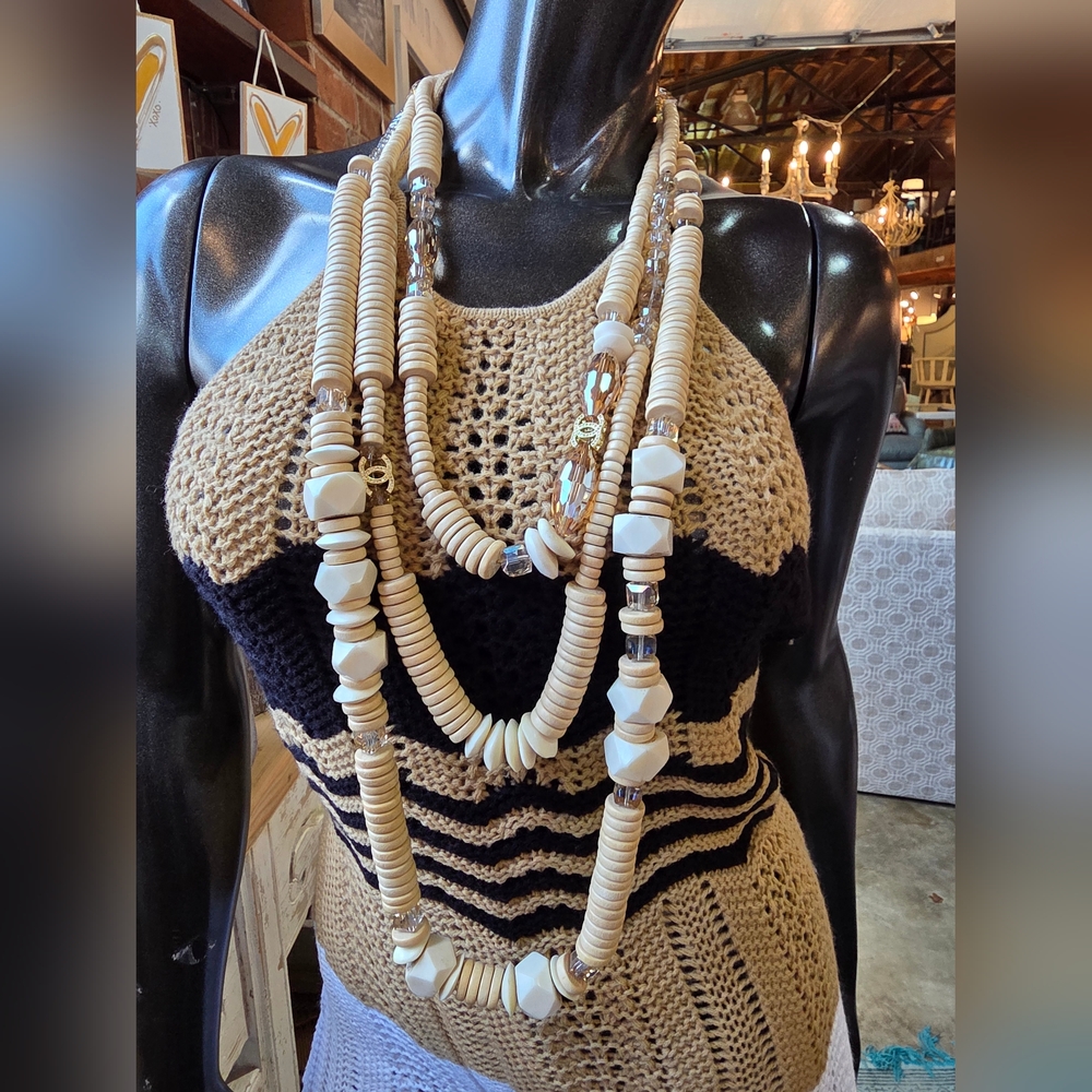 Horn, Crystals & Wood Necklace -Handcrafted By Pink Salt Designs